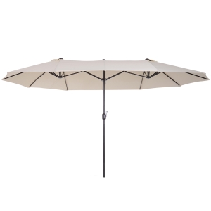 Outsunny Ombrellone Doppio Tettuccio da Esterni, Anti UV 460 x 270 x 240,Beige, Marrone