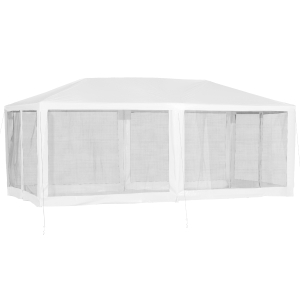 Outsunny Tonnelle Blanche 6 Parois Moustiquaires 6 x 3 x 2.,5 m