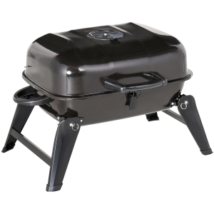 Outsunny Charcoal Grill, Iron Porcelain Enameled Lid, 59Lx43Wx36H cm-Black