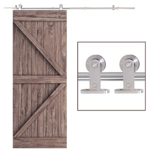 HOMCOM Wooden Sliding Door Kit Stainless Steel Smooth Operation Hardware Track Kit System Unit For Single Door 2000mm