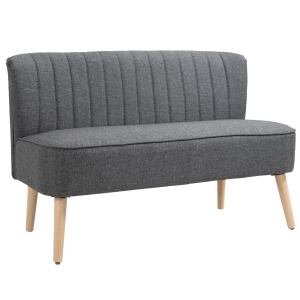 HOMCOM Two-Seater Linen-Look Sofa - Grey