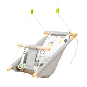Outsunny Kids Hammock Chair, Baby Relax Hanging Swing, with Cotton Padded Pillow, Wooden Frame, Indoor Outdoor Use, for Superior Comfort, Aged 6-36 months, Grey