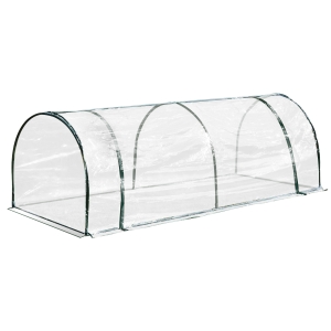 Outsunny Gewächshaus, Treibhaus mit Tür, Frühbeet, Pflanzenhaus, Pflanzenaufzucht, Stahl PVC, 250 x 100 x 80 cm