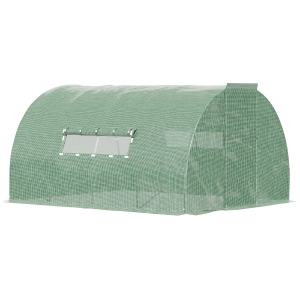 Outsunny Large Walk-In Greenhouse, Plant Gardening Tunnel Hot House with Metal Hinged Door, Galvanised Steel Frame & Mesh Windows (3 x 4M)