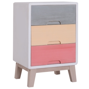 HOMCOM Wooden 3 Chest of Drawers Cabinet Storage Stand Bedside Telephone Table Night Stand Multi-coloured 30D x 51H x 34Wcm