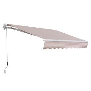 Outsunny Window Awning Canopy Garden Shelter w/ Hand Crank (3 x 2m, Coffee) Outdoor Door Wall Mounted Yard Patio Cover