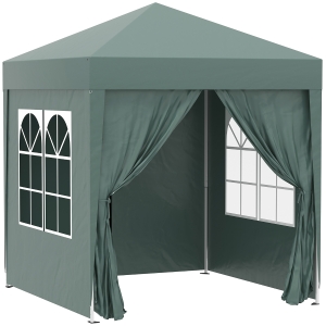 Outsunny 2m x 2m Garden Pop Up Gazebo Marquee Party Tent Wedding Awning Canopy New With free Carrying Case Green + Removable 2 Walls 2 Windows