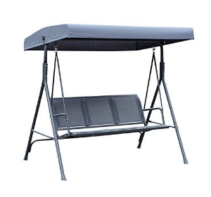 Outsunny 3 Seater Swing Chair Canopy Replacement Outdoor Hammock w/ Canopy Steel Frame - Grey