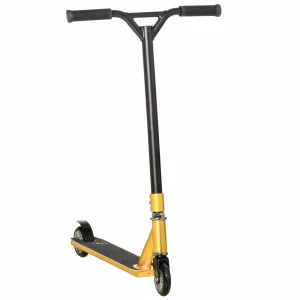HOMCOM Stunt Scooter for Beginners, 360Â° Tricks, Lightweight Aluminium Deck, ABEC 7 Bearings, Age 14+, Gold Tone