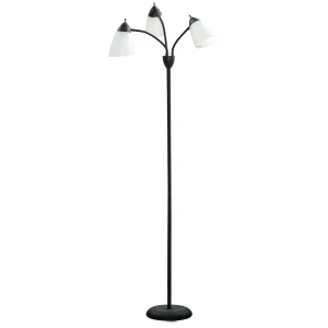 HOMCOM Arc Tree Floor Lamp with 3 Adjustable Rotating Lights, for Bedroom Living Room, Industrial Standing Lamp with Steel Frame, Black