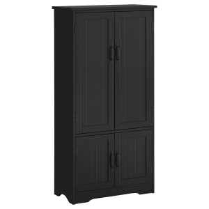 HOMCOM 4-Door Storage Cabinet Multi-Storey Large Space Pantry w/ Adjustable Shelves, Black