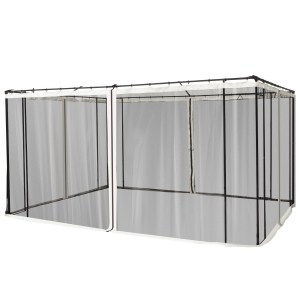 Outsunny Replacement Mosquito Netting for Gazebo 10' x 13' Black Screen Walls for Canopy with Zippers for Parties and Outdoor Activities