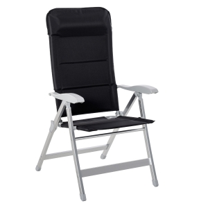 Outsunny Patio Folding Dining Chair w/ Adjustable Back & Armrest Portable for Camping Garden Pool Beach Deck Black