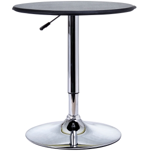 HOMCOM Adjustable Round Bistro Bar Table with PVC Leather Top Steel Base Home Kitchen Dining Desk Black