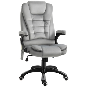 Vinsetto Massage Sessel, Bürostuhl mit Massagefunktion, Gaming Stuhl, höhenverstellbarer Chefsessel, ergonomischer Drehstuhl, PU-Räder, Grau, 67 x 74 x 107-116 cm
