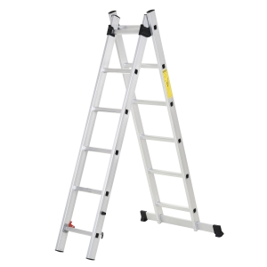 HOMCOM Durhand 2.5m Rail-step Joints Extension Aluminum Ladder, A-frame ,2 Usage Forms