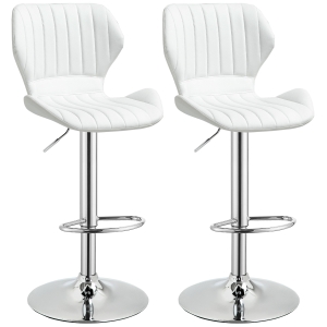 Bar Stool Set of 2 PU Leather Adjustable Height Swivel Chairs Footrest