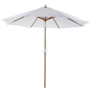 Outsunny 3M Patio Umbrella Wood Outdoor Table Umbrella with 8 Sturdy Ribs - Cream White