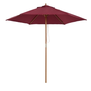 Outsunny 2.5m Wood Wooden Garden Parasol Sun Shade Patio Outdoor Umbrella Canopy New(Red Wine)