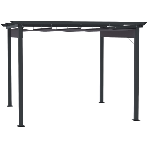 Outsunny Pergola mit anpassbarem Verdeck Aluminium Grau+Schwarz 3 x 3 m