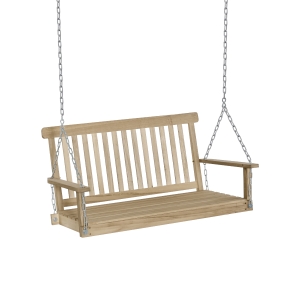 Outsunny Dondolo per Esterno Sospeso per 2 Persone in Legno e Catene in Metallo, Colore Naturale 119x65x61cm