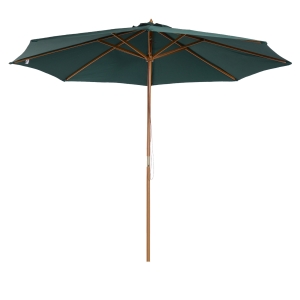 Outsunny 3m Wood Garden Parasol Sun Shade Patio Outdoor Market Umbrella Canopy with Top Vent, Green