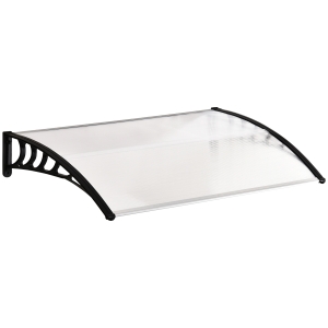 OUTSUNNY 0.9 x 1.5 m Window Awning Door Canopy Modern Polycarbonate Cover Outdoor Rain Snow Sunlight Protection Hollow Sheet