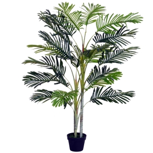 Outsunny 150cm(5ft) Artificial Palm Tree Decorative Indoor Faux Green Plant w/Leaves Home Décor Tropical Potted Home Office