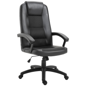 Vinsetto Executive Mesh PU Leather Rocking Office/ Gaming Chair Adjustable Padded Seat with Wheels Black