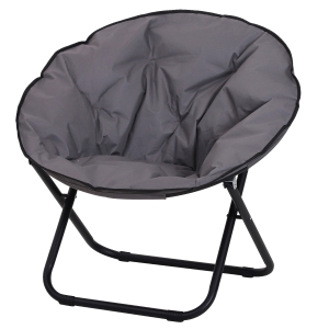Outsunny Garden Folding Portable Padded Saucer Moon Chair Padded Round Outdoor Camping Travel Fishing Seat Grey