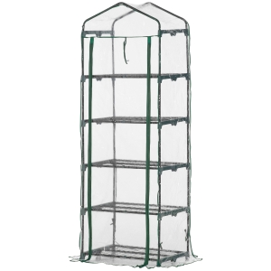 Outsunny 5 Tier Greenhouse Outdoor Flower Stand PVC Cover Portable Shed Metal Frame Transparent 69 x 49 x 193cm