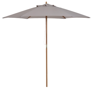 Outsunny 2.5m Wood Garden Parasol Sun Shade Patio Outdoor Wooden Umbrella Canopy Grey