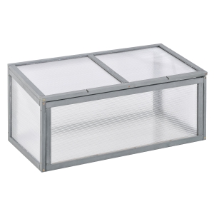 Outsunny 90 x 46 x 40cm Wooden Cold Frame Greenhouse for Plants Outdoor with Openable Cover, Grey