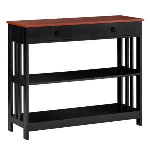 HOMCOM Console Table with Drawers and 2 Shelves Modern Sofa Table for Entryway Living Room Bedroom Black and Brown