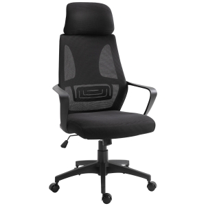 Vinsetto Ergonomic Office Chair with Retractable Footrest, Wheel, Mesh Back, Adjustable Height Home Black