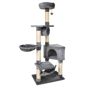 PawHut Cat Tree Condo Tower Multi-level Height 150CM Kittens Activity Stand House with Toys & Various Scratching Posts