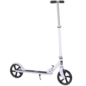 HOMCOM Kids Scooter for Ages of 3-8 Years Adjustable Height Teens Ride On Toy for Kids Boys Girls Foldable Design Rear Breaking White