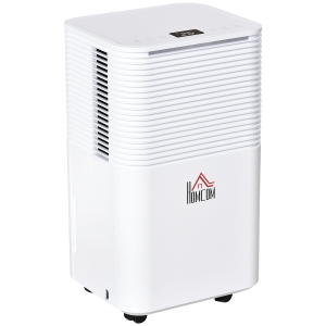 HOMCOM Luftentfeuchter Raumgröße 8-12㎡ 12L/24h elektrisch Raumentfeuchter 2000ml Entfeuchter gegen Feuchtigkeit mit Rollen für Badezimmer Wohnzimmer Schlafzimmer ABS Weiß 22 x 25 x 44,5 cm