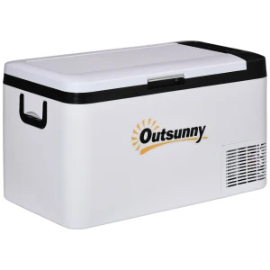 Outsunny Portable Car Fridge Freezer, 25L, 12V, with LED Light, Foldable Handles, Compressor Cooling for Camping, RV, Travel, Grey