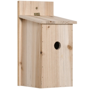 Outsunny Zweiteiliges Vogelhaus mit aufklappbarem Dach, Tannenholz, 15 x 14 x 30 cm