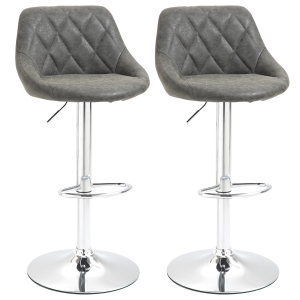 HOMCOM Set 2 Sgabelli da Bar di Design Girevoli con Altezza Regolabile - Grigio Scuro