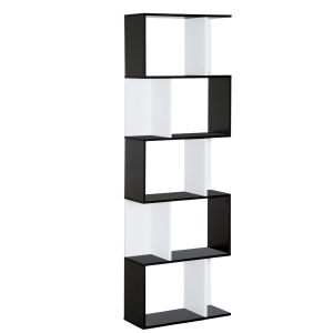Homcom Libreria da Muro Moderna 5 Ripiani in Legno Bianco e Nero, 60x24x184.5cm
