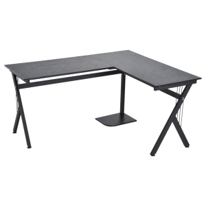 HomCom Scrivania angolare per ufficio in legno, nero, 155x130x76cm