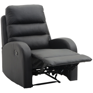 Homcom Poltrona Relax Reclinabile con Poggiapiedi in Ecopelle, Nero