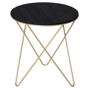 Homcom Tavolino Design Geometrico Moderno MDF e Metallo Φ43x48cm Nero e Dorato