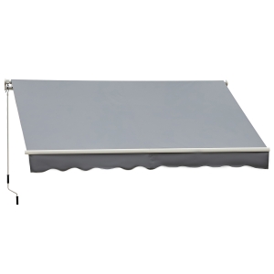 Outsunny Toldo para Patio Balcón Terraza y Jardín de 400x250cm con brazo articulado de Aluminio y tela de Poliéster de 280g/m²  Color Gris
