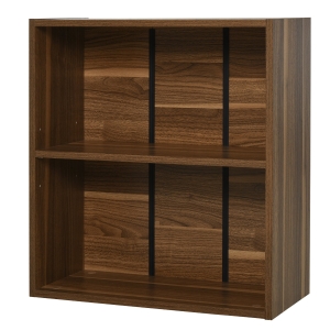 Homcom Mobiletto Libreria mensole legno librerie aperte a Scaffali, Noce, 60x24x63cm