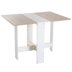 Homcom Tavolo da Pranzo Pieghevole Moderno Salvaspazio Bianco Rovere, 103x76x73.5cm