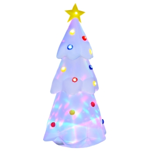 HOMCOM Albero di Natale Bianco Gonfiabile Gigante e Impermeabile con Luci a LED per Esterni - Bianco