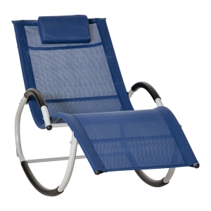 Outsunny Gartenstuhl mit Schaukelfunktion, Blau, 65 x 144 x 83 cm